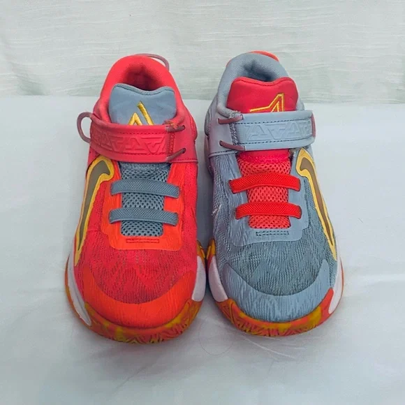 Nike Giannis Immortality 2 Kids Colorful Athletic Sneakers - Gray,Coral & Yellow - Picture 5 of 9